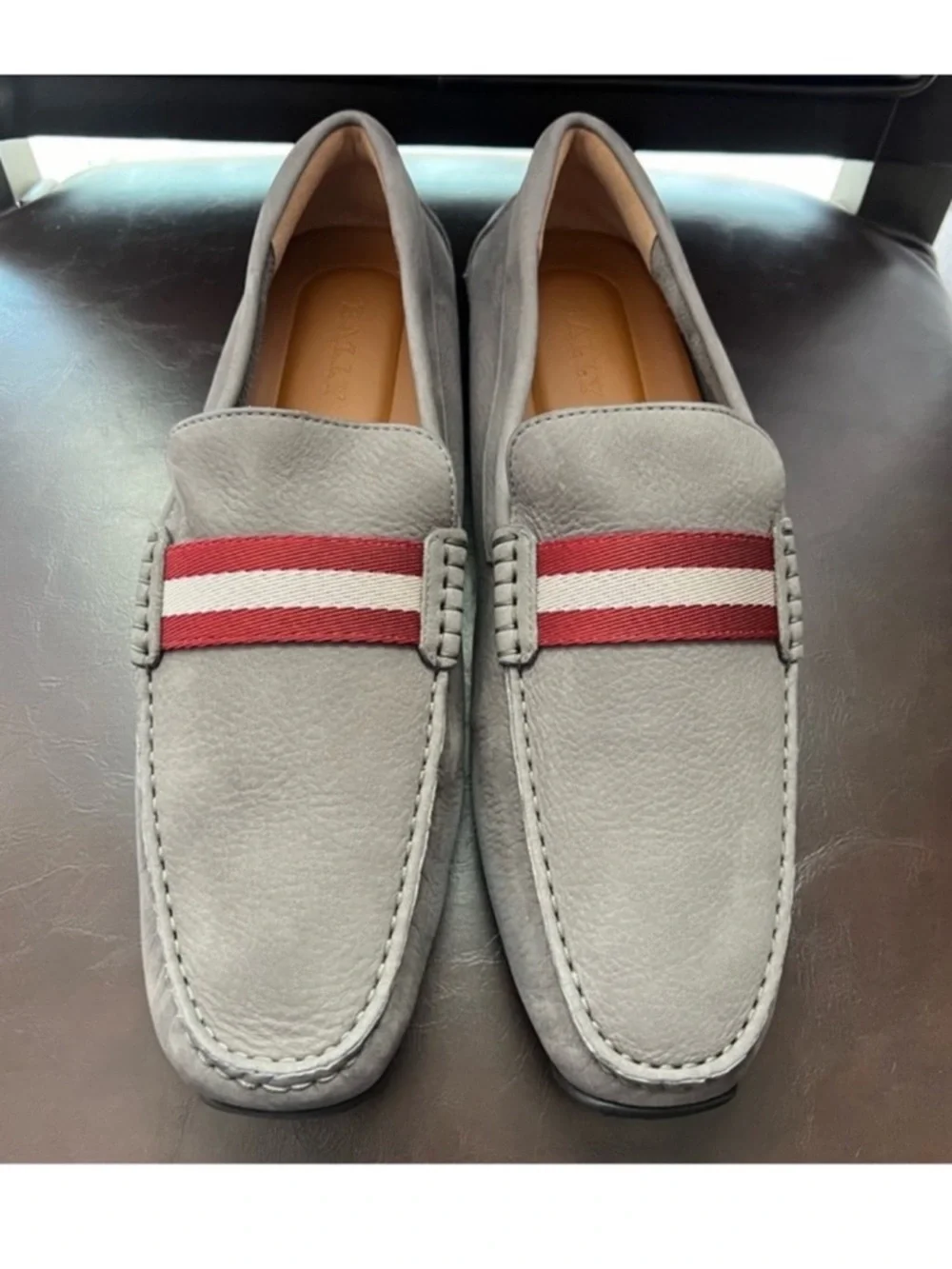 New! BALLY Logo Pearce Suede Leather Moccasin Driving Loafers